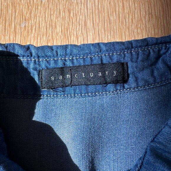 Sanctuary denim shirt buttons pockets Lyocell soft XL preppy 80s 90s Y2k classic - Picture 5 of 10